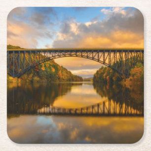 Französischer König Bridge im Fall Rechteckiger Pappuntersetzer