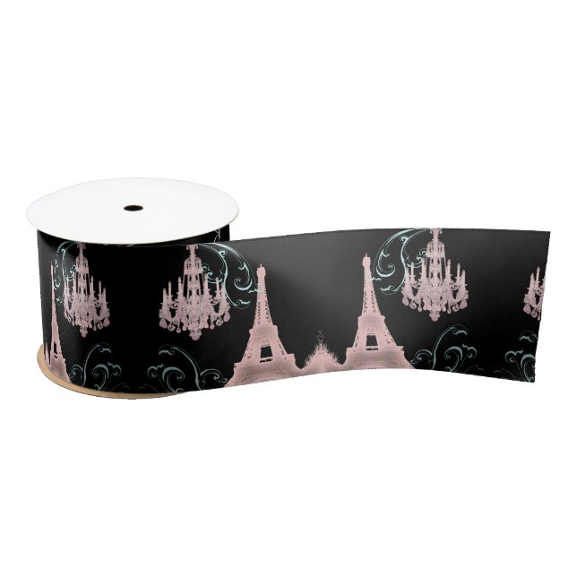 Französischer Kronleuchter Black Pink Paris Eiffel Satinband (Spule)