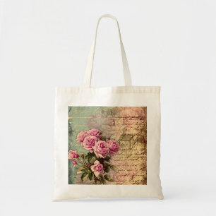 Französischer Land Chic, Shabby Chic, rosa Rosen, Tragetasche