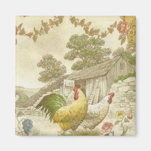 Französischer Land-Hahn u. Henne-Kühlschrankmagn Magnet