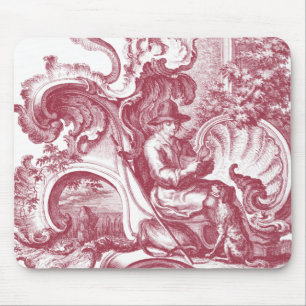 Französischer Land-Mann und Hund schönes rotes Mousepad