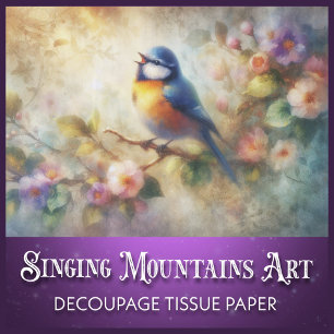 Französischer Landgarten Blaue Vogel Decoupage Seidenpapier