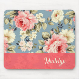 Französischer Landhausgarten Floral Chic Schrift Mousepad