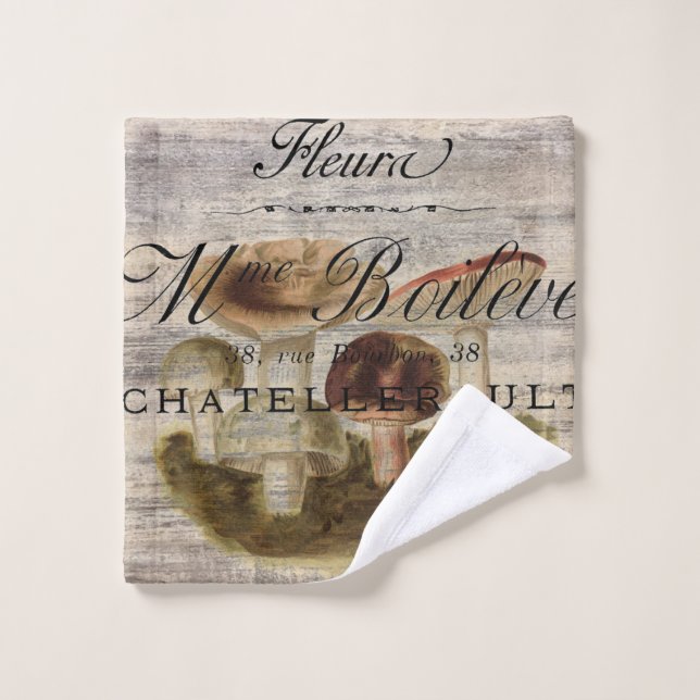 französischer ländlicher Märchenwaldpilz Badhandtuch Set (Waschlappen)