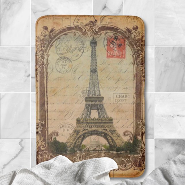 Französischer Landsmann moderner Vintager Pariseif Badematte (french country modern vintage paris eiffel tower bath mat)