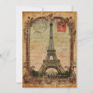 Französischer Landsmann moderner Vintager Pariseif Einladung