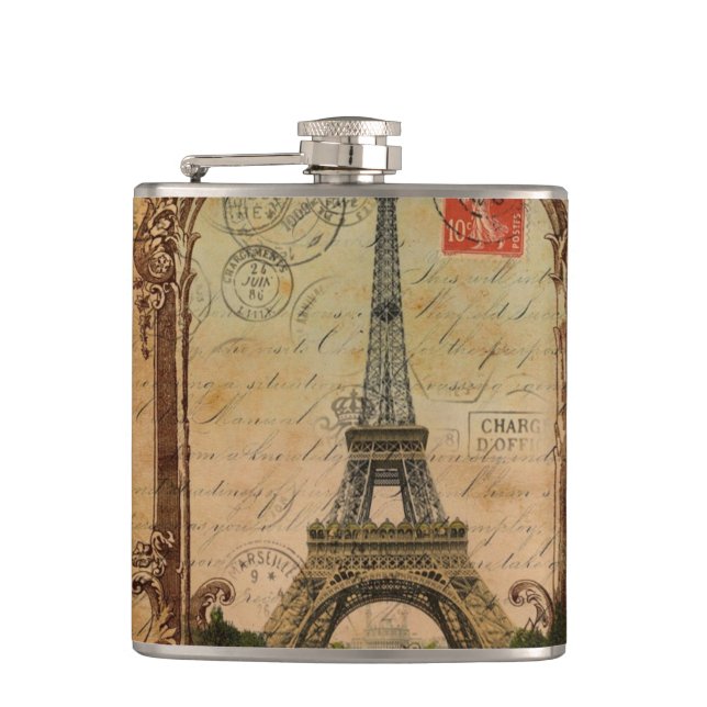 Französischer Landsmann moderner Vintager Pariseif Flachmann (Vorderseite)