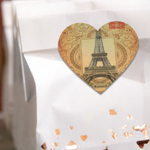 Französischer Landsmann moderner Vintager Pariseif Herz-Aufkleber