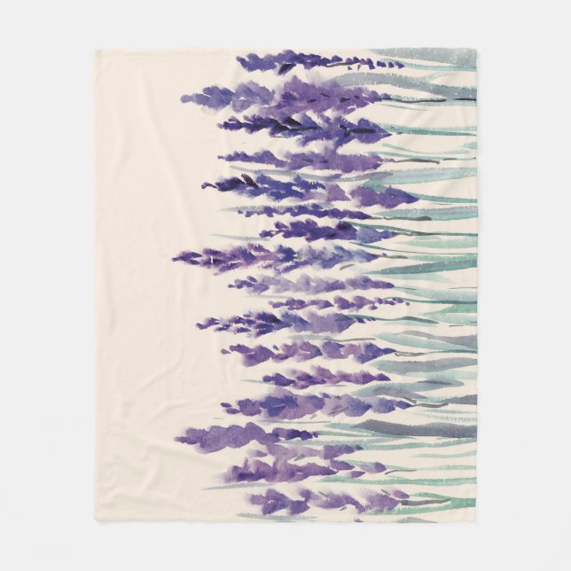 Französischer Lavendel: Aquarellbilder Fleecedecke (Vorderseite)