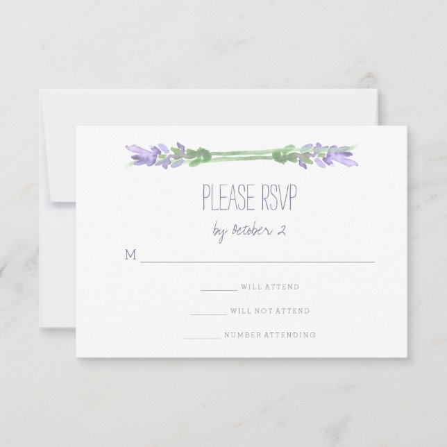 Französischer Lavendel auf White Wedding RSVP (Vorderseite)
