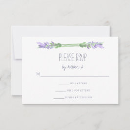Französischer Lavendel auf White Wedding RSVP Karte