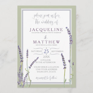 Französischer Lavendel-Blumen-modernes Einladung
