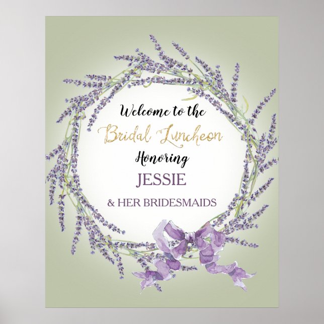 Französischer Lavender Floral Wreath Sage Bridal L Poster (Vorne)