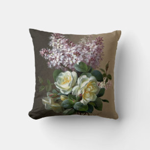 Französischer Lila Flieder Weiße Rose Botanisch Fl Kissen