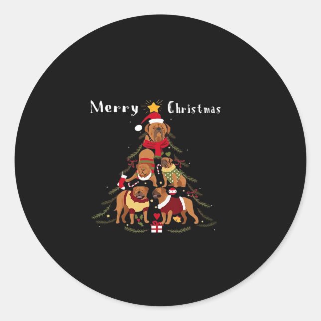 Französischer Mastiff Dogue de Bordeaux Weihnachts Runder Aufkleber (Vorderseite)