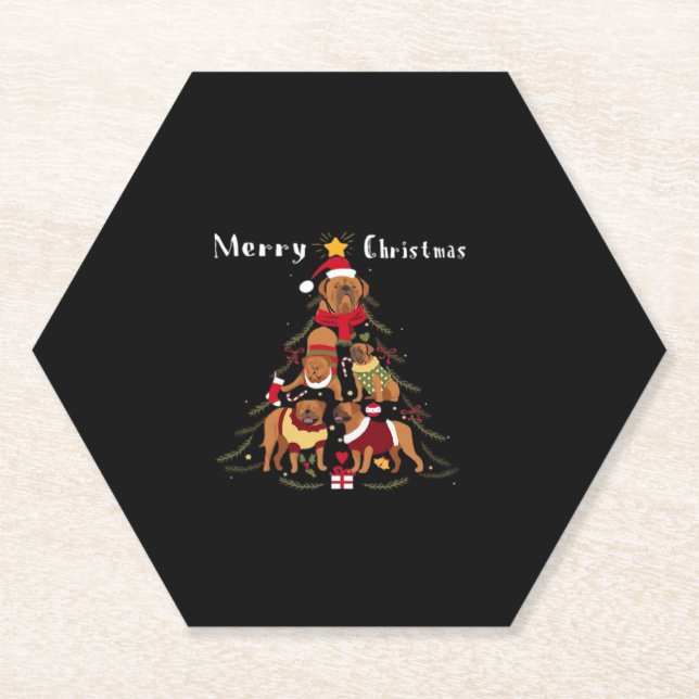 Französischer Mastiff Dogue de Bordeaux Weihnachts Untersetzer (Vorderseite)