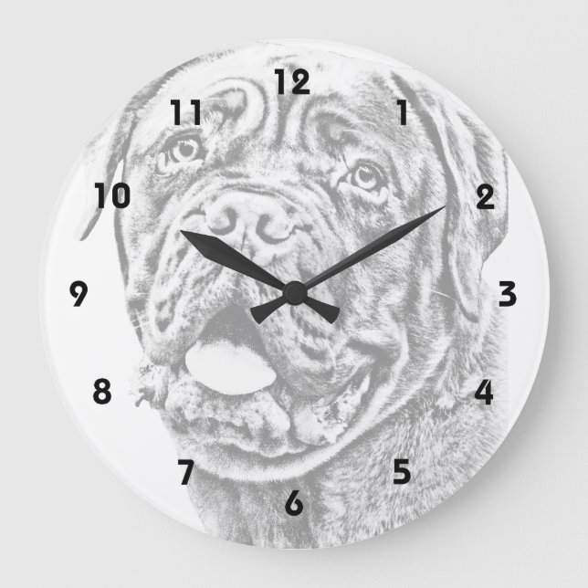 Französischer Mastiff Große Wanduhr (Vorderseite)