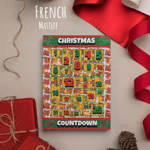 Französischer Mastiff-Weihnachts-Adventskalender Feiertagskarte