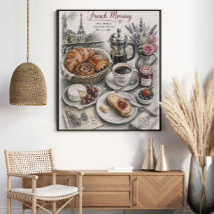 Französischer Morgen in Paris Frühstück Poster