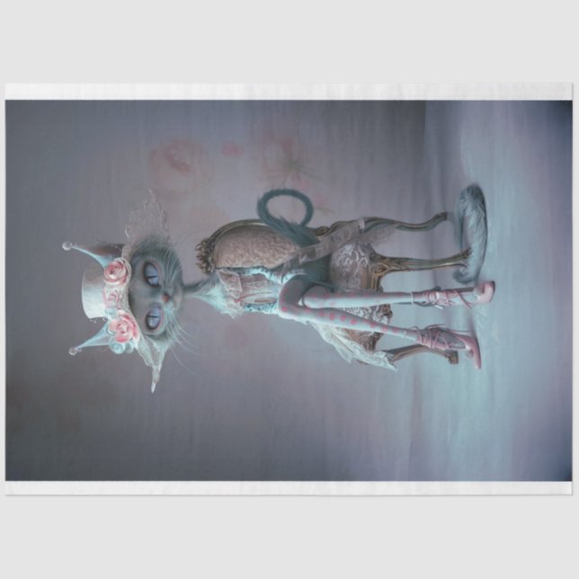 Französischer Nobel Mystical Cat Decoupage Seidenpapier (Vorderseite)