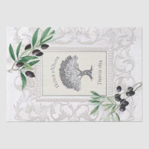 Französischer Olivenöl-Vintage-Baum-Rahmen-Decoupa Seidenpapier