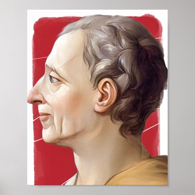 Französischer Philosoph Montesquieu Illustration Poster (Vorne)