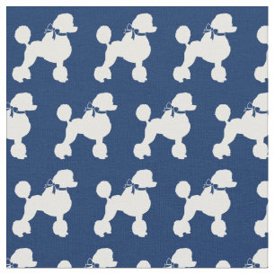 Französischer Poodle Hund Silhouette Pet Navy Blue Stoff