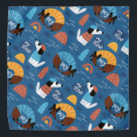 Französischer Pup Halstuch<br><div class="desc">Ein wunderschöner blauer Hund Bandana mit Cartoon Hunden</div>