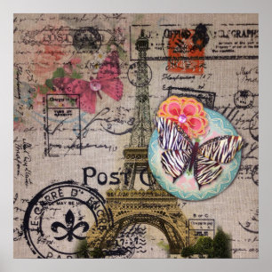 Französischer Schmetterling Moderner Vintager Pari Poster