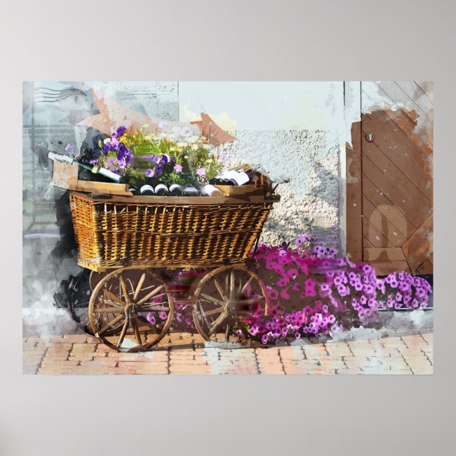 Französischer Straßenkorb im Elsass Poster (Vorne)