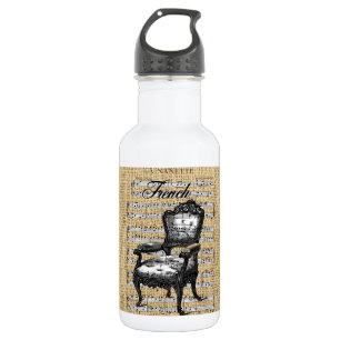 Französischer Stuhl auf Burlap Trinkflasche