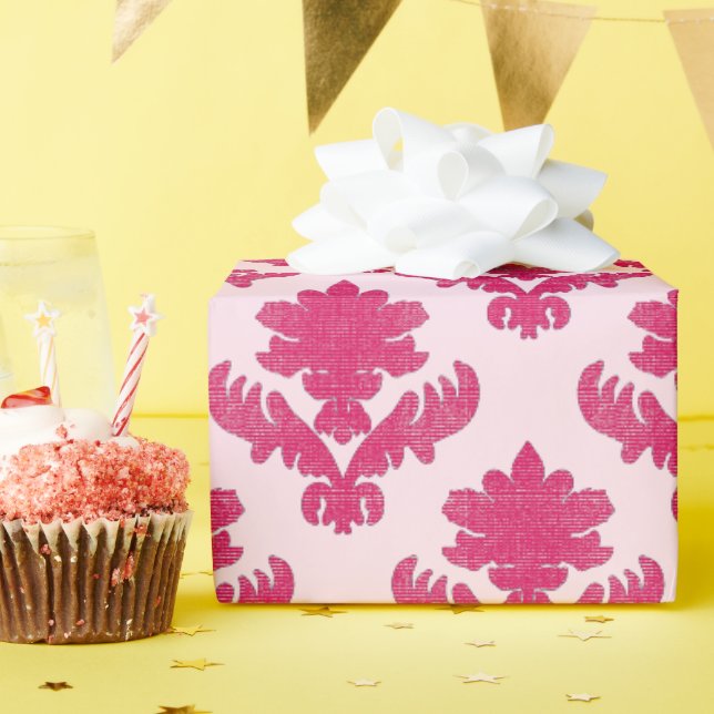 Französischer Teppich Magenta und Softrosa Geschenkpapier (Geburtstagsparty)