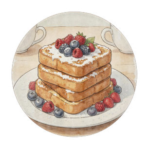 Französischer Toast-Beeren-Stapel-Frühstück Schneidebrett