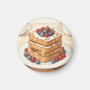 Französischer Toast Beerienstapel Frühstück Magnet