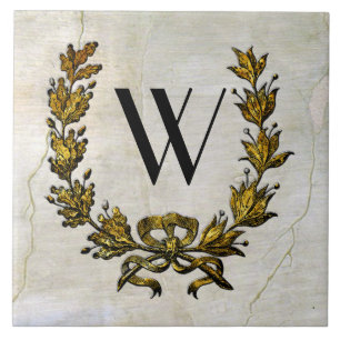 Französischer Vintage-Kranz mit Monogramm Fliese