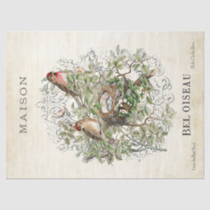 Französischer Vintage-Vogelnest-Maison-Rahmen-Deco Seidenpapier