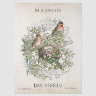 Französischer Vintage-Vogelnest-Maison-Rahmen-Deco Seidenpapier