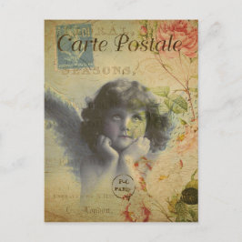 Französischer Vintager Stil Engel und Rose Postkarte