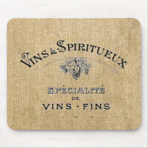 Französischer Wein auf Burlap Mousepad