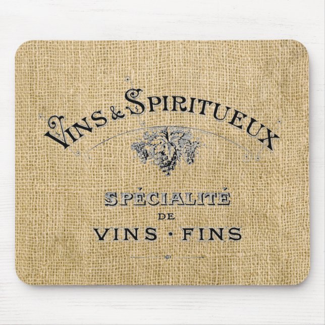 Französischer Wein auf Burlap Mousepad (Vorne)