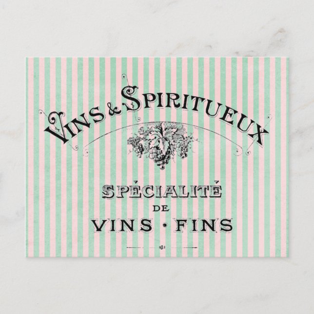 Französischer Wein auf Streifen Postkarte (Vorderseite)