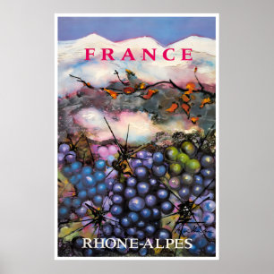 Französischer Wein Druck Rhone-Alpen Reiseplakat F Poster