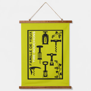Französischer Wein Vintage Korkenzieher Cottagecor Wandteppich Mit Holzrahmen