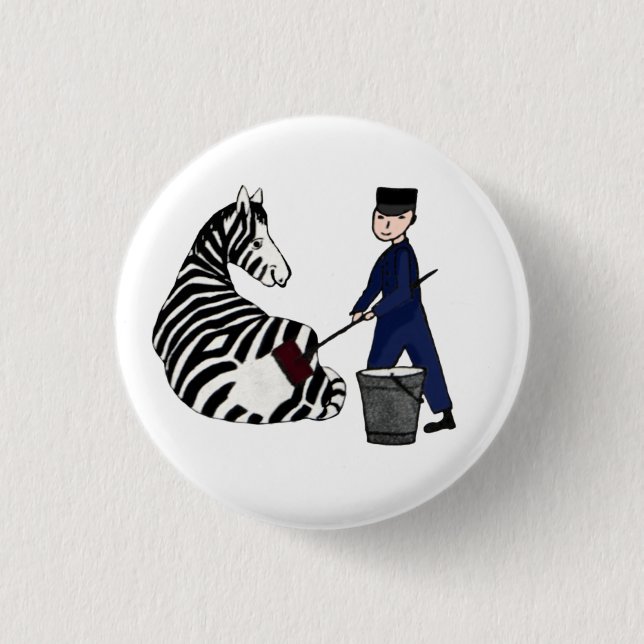 Französischer Zookeeperzebra-lustige Streifen Button (Vorderseite)
