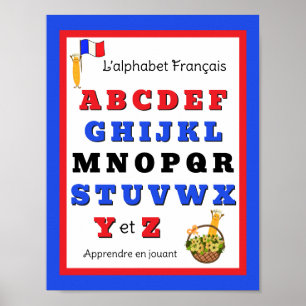 Französisches Alphabet Kinder Poster
