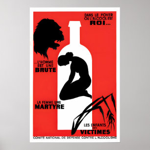 Französisches Anti-Alkohol-Plakat Vintage Küchenba Poster