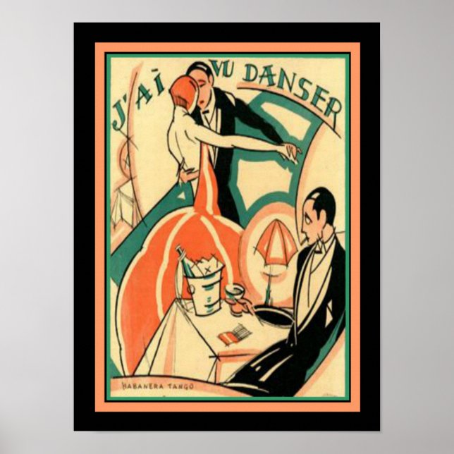 Französisches Art Deco "J'ai Vu Danser" Poster 12x (Vorne)