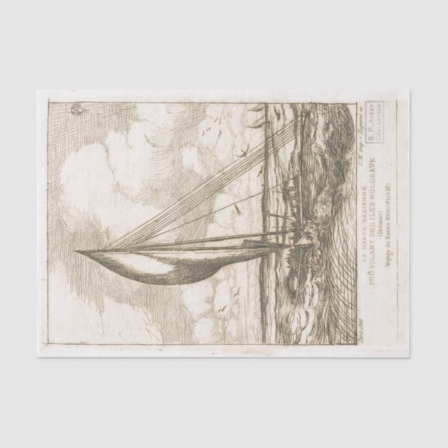 Französisches Auslaufen von Segelbooten auf Open W Seidenpapier (Vorderseite)