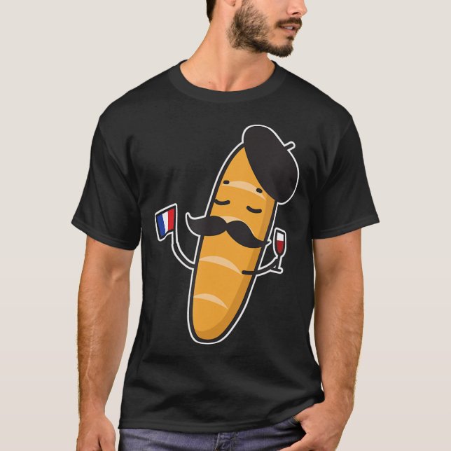 Französisches Baguette mit französischer Flagge un T-Shirt (Vorderseite)