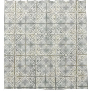 Französisches Bauernhaus Vintages graues Muster Duschvorhang